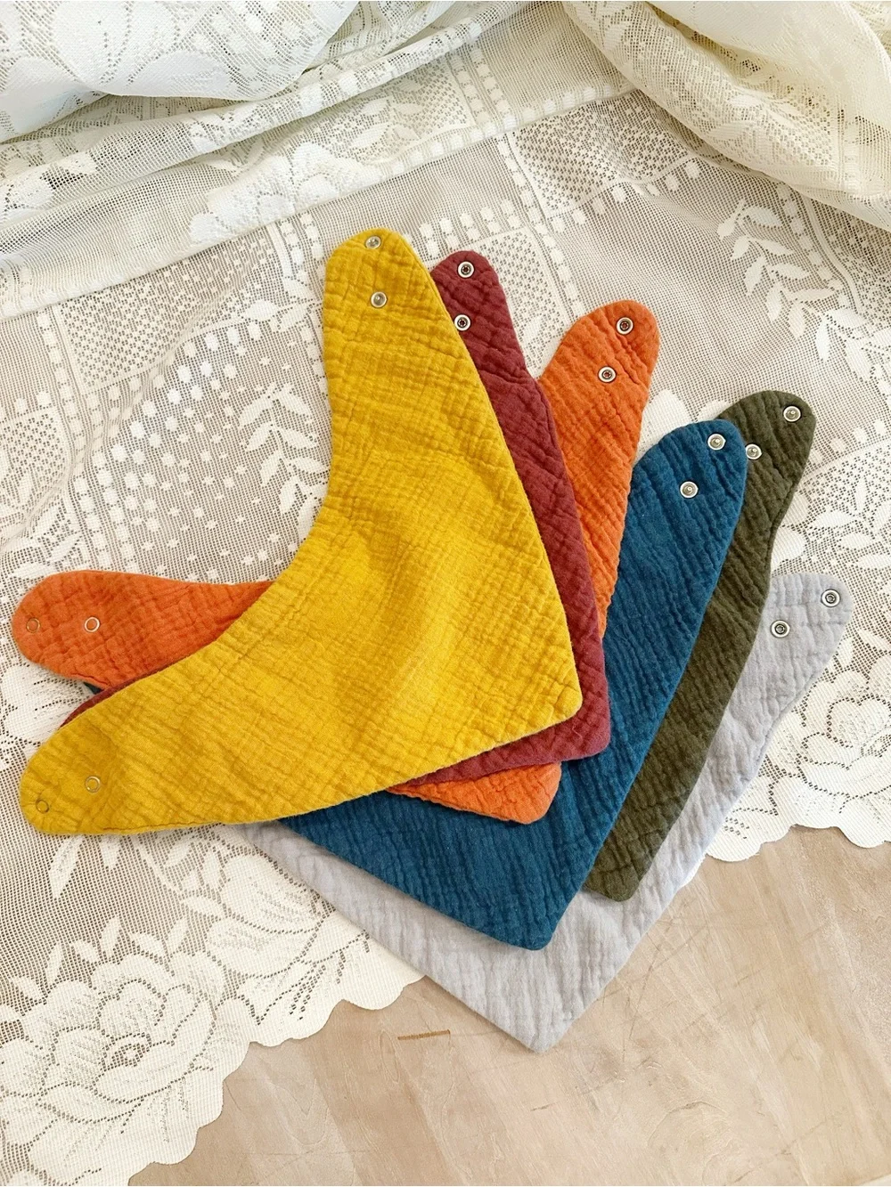 Lot of 11 Quilted Baby Bandana Bibs in Mustard, Rust, Blue, Olive & Plaid